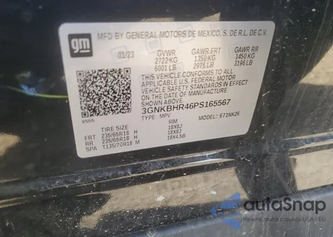 2023 Chevrolet Blazer 2Lt z USA, uszkodzony, nr VIN 3GNKBHR46PS165567